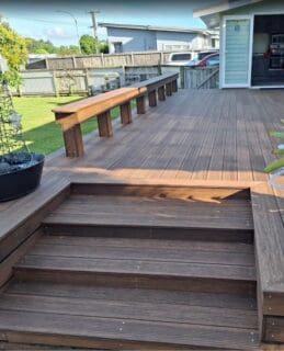 A happy Bay of Plenty customer recently shared this great photo of his handiwork building his bamboo X-treme deck. 🙌🌱⁠
⁠
"Our contact and dealings with Josh and Plantation Bamboo went without fault. The whole ordering process was easy. We picked up the boxes of planks from the warehouse in Wiri with no drama at all. ⁠
My son, wife and myself built the deck from the ground up over four weekends amongst never ending rain sqaulls. I am very happy with the product and laying the planks is a piece of cake. The stainless brackets work well. ⁠
None of us are builders but with a bit of googling and basic principles on squaring up and putting in some profiles and running a couple of string lines. Pretty simple. ⁠
I'm building a small deck around our back door next year and will be ringing Josh and putting in our next order." - Wayne, Waihi⁠
⁠
#bamboodecking #deckinginspo #decking
