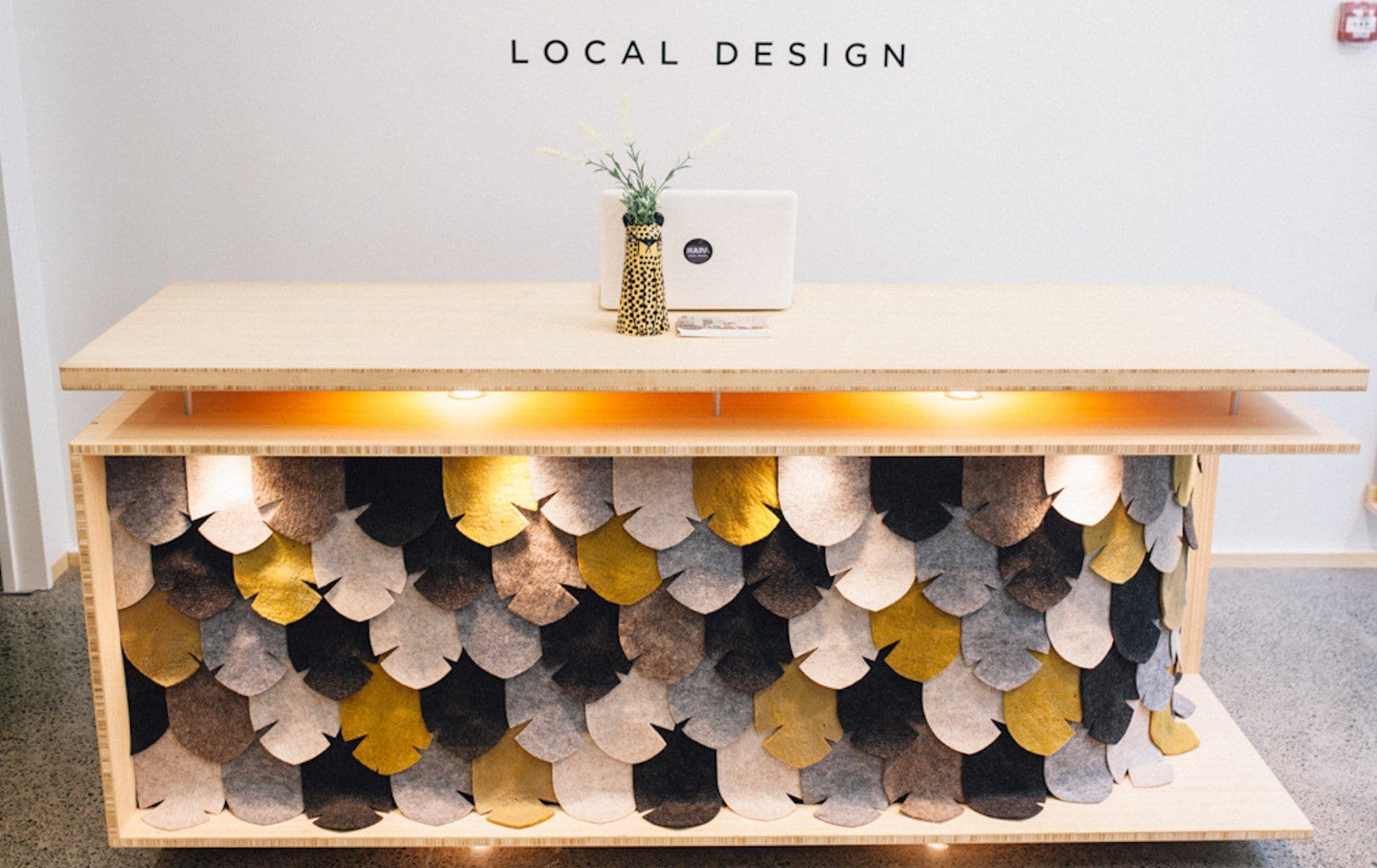 Shop counter made from bamboo