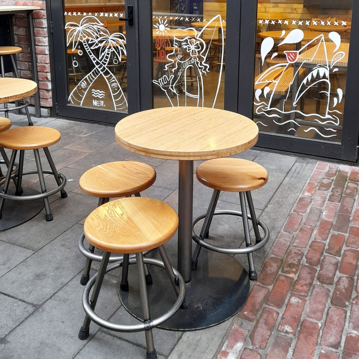 bamboo stools and table