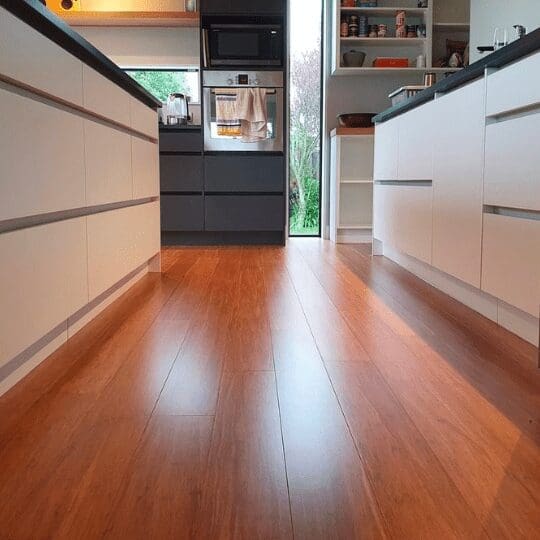Bamboo flooring used in the kitchen