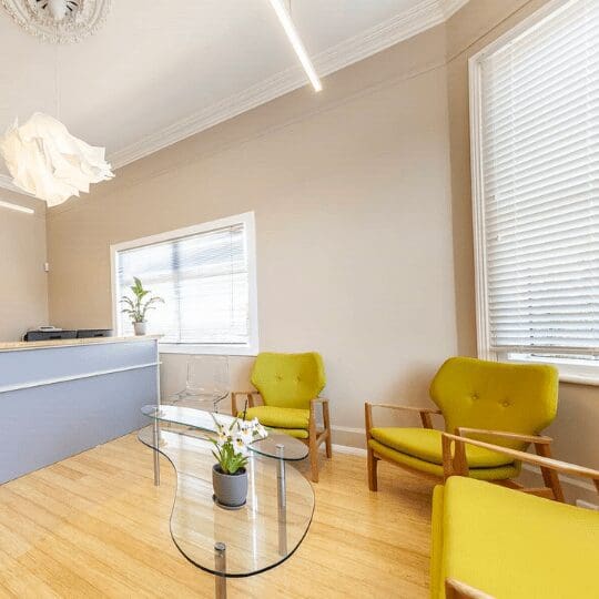 Bamboo flooring used in a waiting room