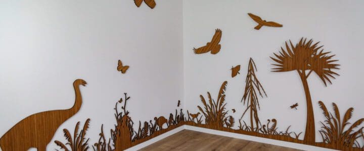 Bamboo wood panlels cut out for wall design