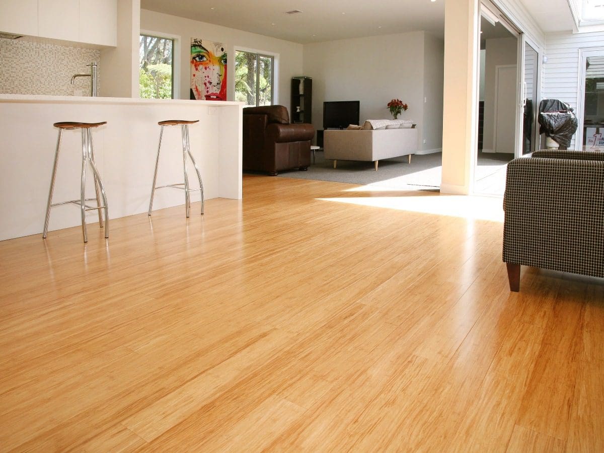 Compressed natural Plantation bamboo flooring in kitchen