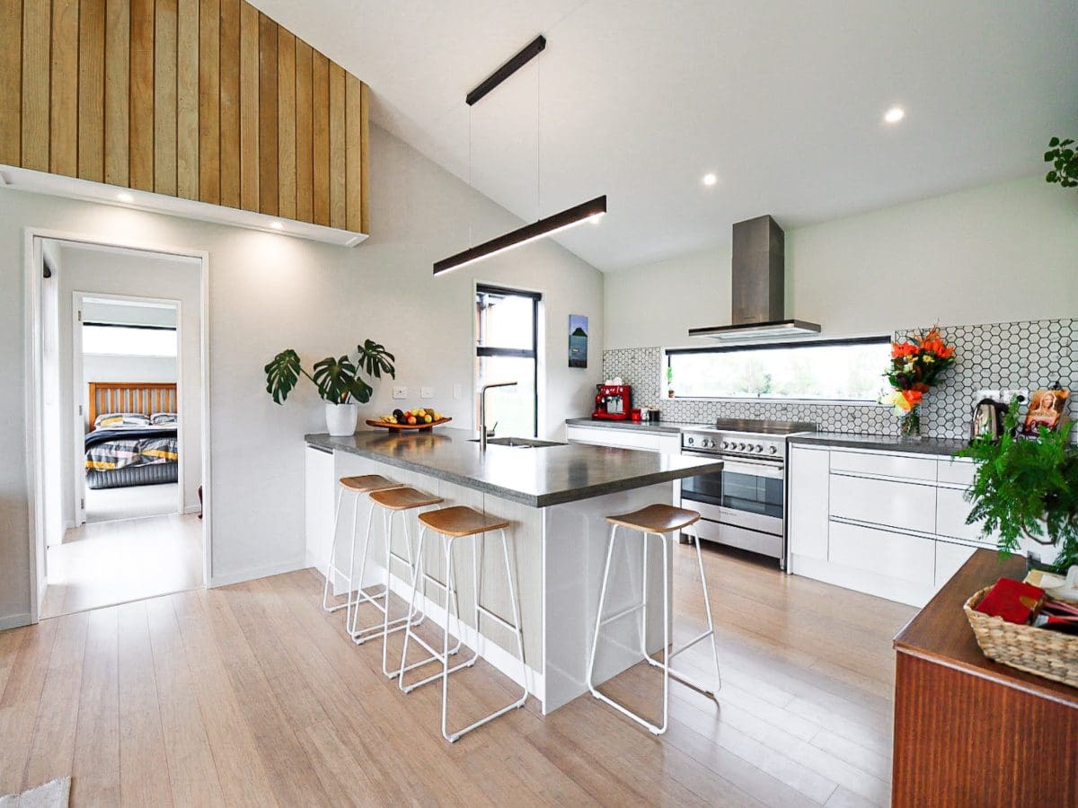 Compressed vanilla Plantation bamboo flooring in kitchen