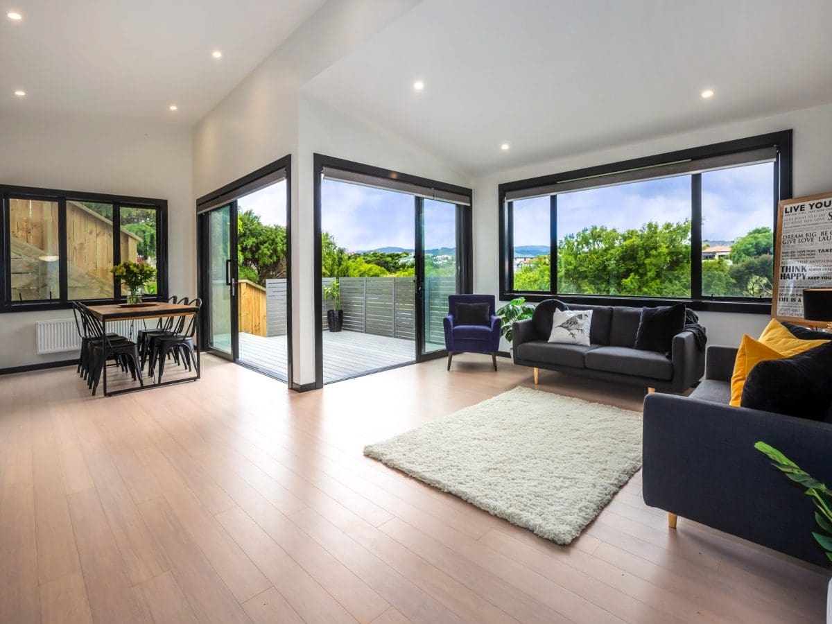 Compressed vanilla Plantation bamboo flooring in living room