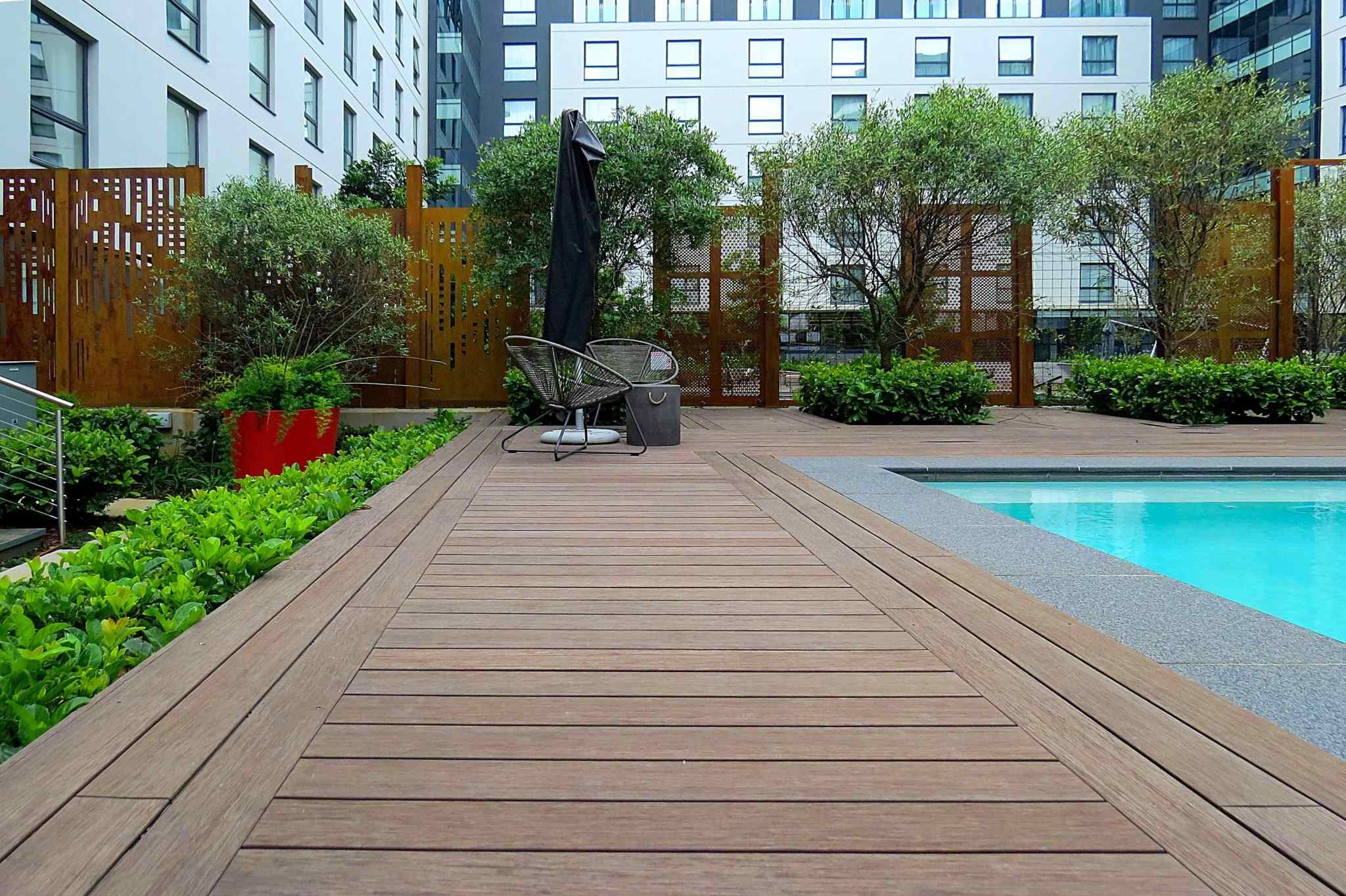 bamboo decking poolside