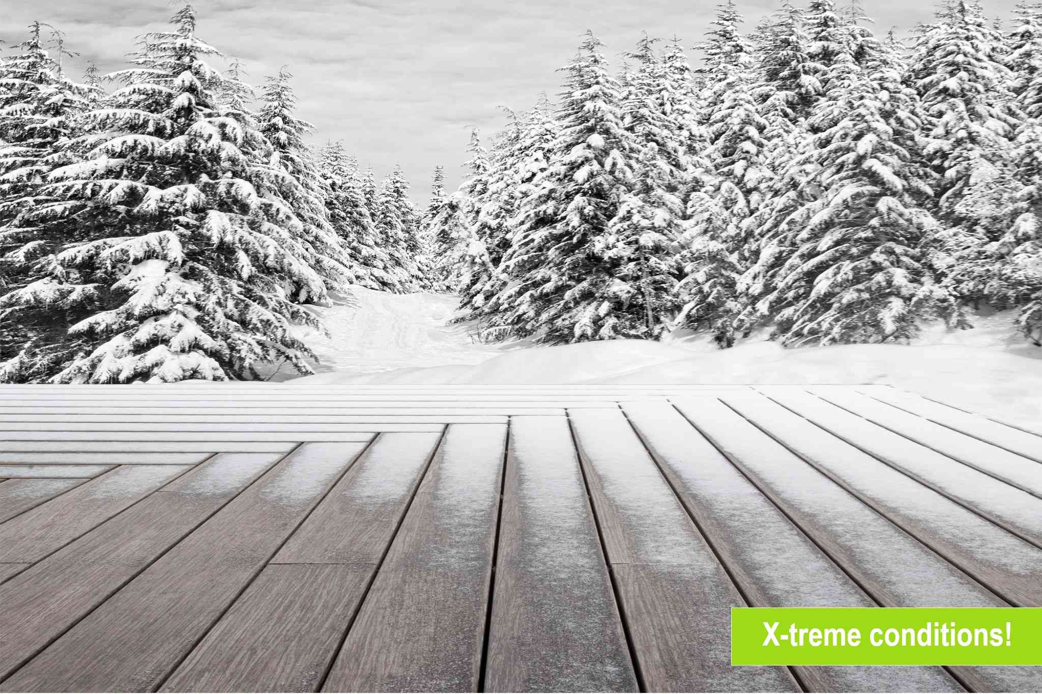 bamboo decking in snow
