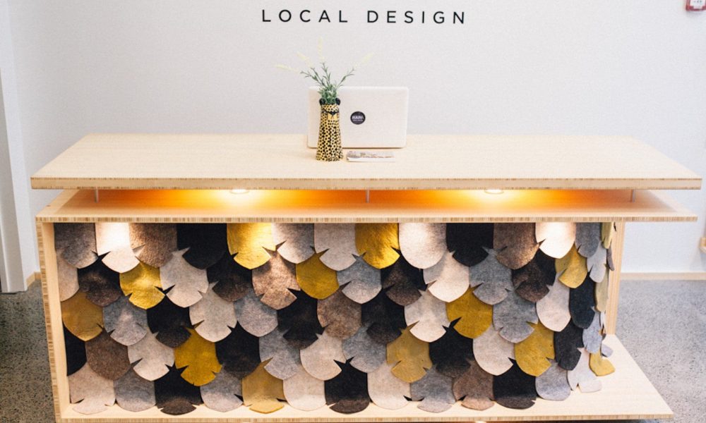 Shop counter made from bamboo