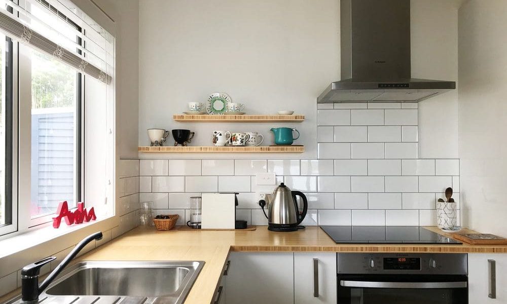 bamboo shelving and benchtop